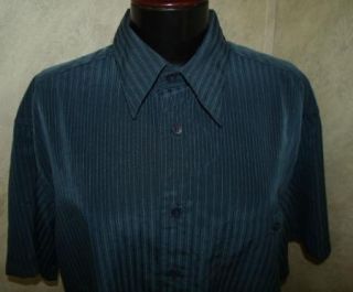 Mens Marc Edwards Navy Blue Pinstripe Dress Shirt L