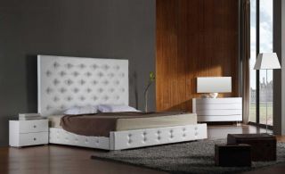 Vig Furniture Elbrus Queen White Modern Leather Platform Bed