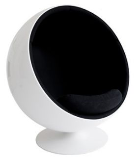 Eero Aarnio style ball egg pod globe chair Retro WHITE BLACK designer