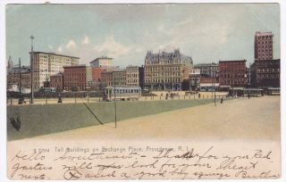Providence RI Tall Building on Exchange Place 1906 Postcard