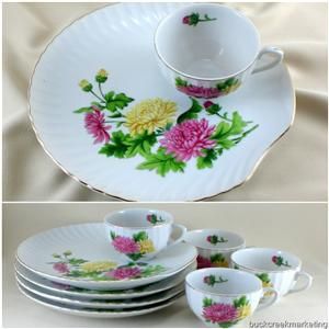 PC Plate Cup Snack Set English Breakfast Tea Luncheon Rose Yellow