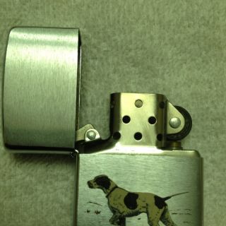 Zippo Lighter with English Pointer Dog Painted on Front
