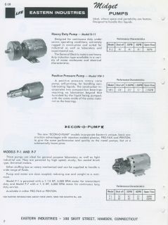 1969 Eastern Industries Catalog Centrifugal Pumps Plastic Single Multi