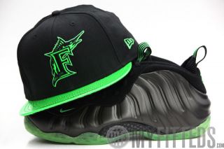 Florida Marlins Black Lime Green HOH Nike Foamposite Matching New Era