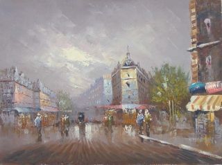  Emerson Paris Street Oil Painting on Canvas