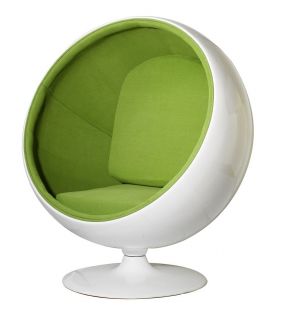 Eero Aarnio style ball pod egg globe chair Retro WHITE Green vintage