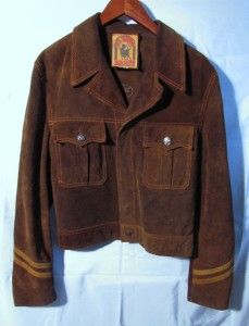 Vtg El Toro Bravo Suede Leather Military Style Coat Men Sz 40 Brown