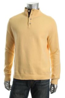 Tasso Elba New Yellow Ribbed Long Sleeve Button Front Mock Neck Casual