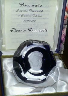  Baccarat Sulfide Crystal Eleanor Roosevelt FDR Paperweight