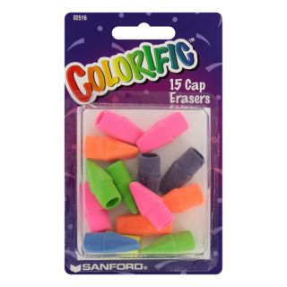Sanford Colorific Pencil Cap Erasers Assorted 15 Pack