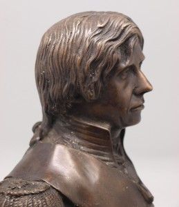 BRONZE BUST OF LORD ADMIRAL NELSON   SOLID MARBLE BASE   37CM HIGH