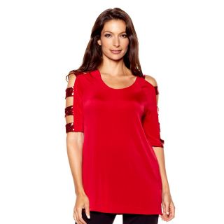 Slinky® Brand Cutout Sleeve Tunic with Sequin Detail at