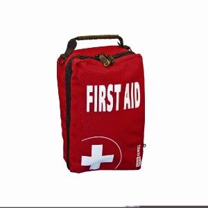 empty first aid bag with compartments extra large red