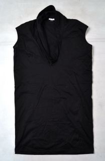 Elijah Cotton Cowl V Neck Sleeveless Black Top Blouse Shirt Small