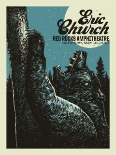 Eric Church 2012 Poster Red Rocks Amphitheatre Signed Numbered 255