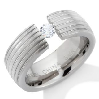 Jewelry Rings Bridal Wedding Bands Stainless Steel Tension Set CZ