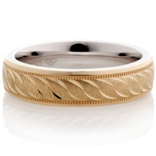 10K Gold Bonded Silver Diamond S Pattern Wedding Ring   6mm