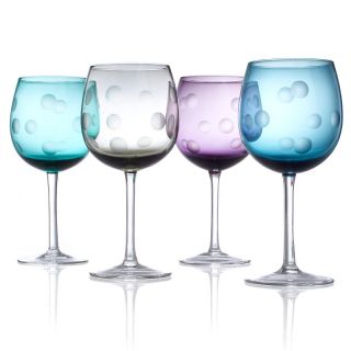  Marquis by Waterford Polka Dot Glass Goblets   Set of 4
