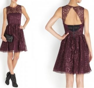 2012 $495 Fall Alice Olivia Ophelia Sleeveless Shimmery Lace Dress in