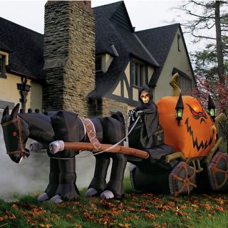 Inflatable 13 Halloween Grim Reaper and Pumpkin Carriage