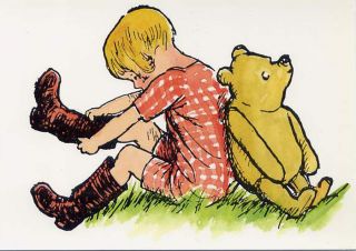Postcard Ernest H Shepard Winnie The Pooh and Christopher Robin 1924