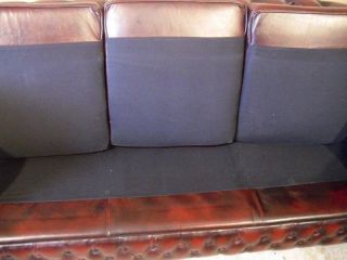 English Chesterfield 3 Seat Leather Sofa Nice Tufted Model