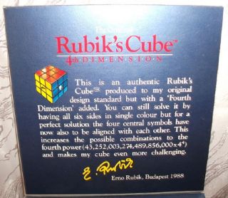 Matchbox Original Rubiks Cube 4th Dimension C 4 Signed