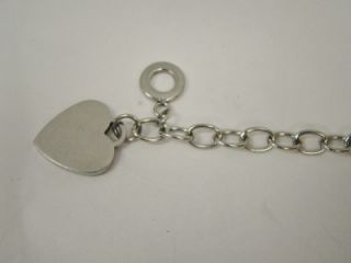  Steel Ladies Women Engravable Toggle Heart Charm Link Bracelet