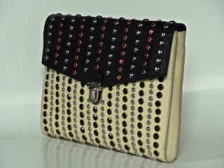  Studded Saffiano Leather Portfolio Clutch Bag Sold Out