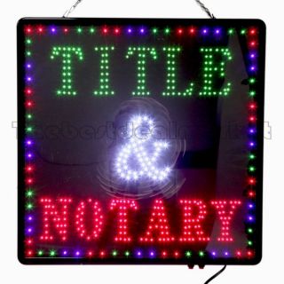 New Large LED Title & Notary Business Motion Sign 23.5X23.5 U.S.A