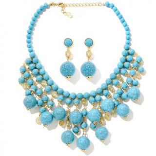  Adrienne® Grecian Inspired 17 Fringe Necklace and Drop Earrings Set