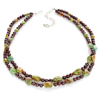 Jay King 2 Strand Garnet and Turquoise 19 Necklace