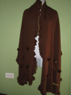 Enrico COVERI Ladies Brown Knit Wrap Shawl Cape Ruana Jacket One Size
