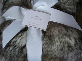 nwt pottery barn taupe ombre faux fur throw