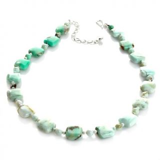 Green Opal Sterling Silver Beaded 18 1/4 Necklace