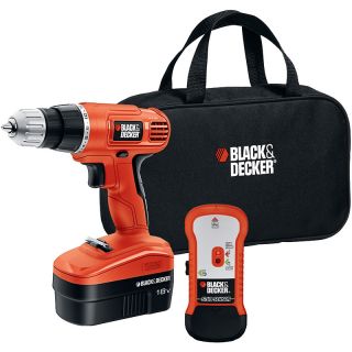 Black & Decker® 18 Volt Cordless Drill, Stud Sensor and Bag