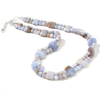  Row Misty Blue Stone Beaded 19 3/4 Necklace