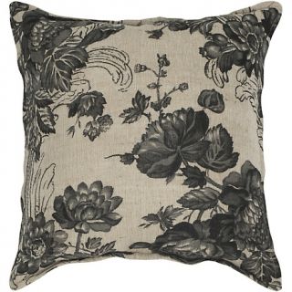 Vintage Floral Throw Pillow, 18 x 18in   Beige/Black