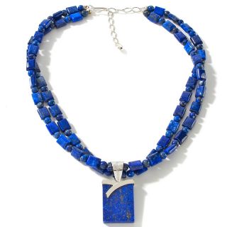  Necklaces Drop Jay King Lapis Sterling Silver Pendant with 2 Row 18 B