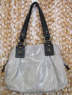 Ellington Womens Gray Black Leather Small Handbag Shoulder Purse Bag