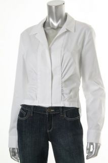 Elie Tahari New Elisa White Button Down Pleated Front Long Sleeves Top