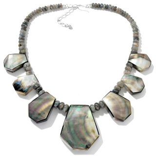  Labradorite and Gray Shell Sterling Silver 20 1/2 Necklace