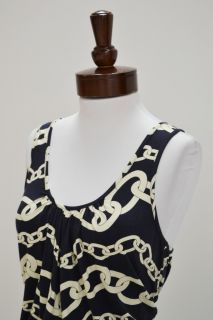 Milly New York Dress Medium 6 8 $295 Chain Link Print Nautical Navy