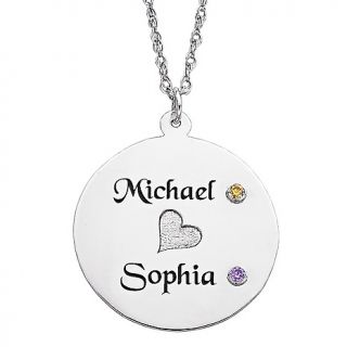  Disc with Name and Birthstone Color Crystal Pendant and 20 Chain