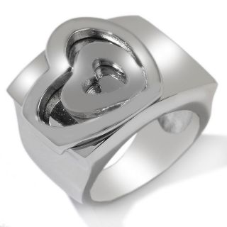 Stately Steel Asymmetrical Heart Ring