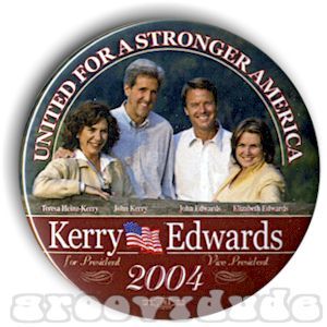 John Kerry Edwards 2004 Wives Strong America Pin Button Pinback Badge