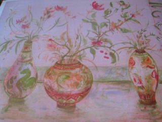 Edna Hibel Signed Artist Proof Lithograph Chinese Vases