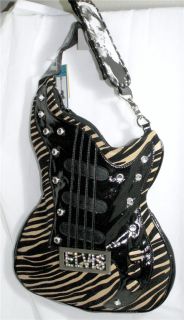 Elvis Presley Large Zebra Guitar Shaped Handbag Shoulder Bag Cross