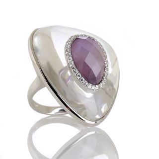Technibond® Platinum Plated Organic Shape Gemstone Ring at