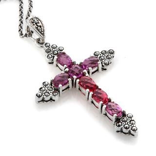 Regalia Marcasite Ombre Quartz Doublet Cross 18in Necklace